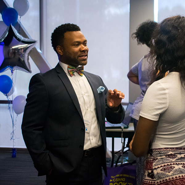 Dr Lamont Booker speaks to students